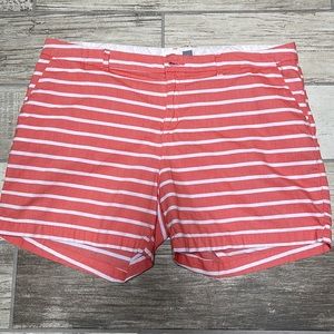 Coral and White Striped Shorts